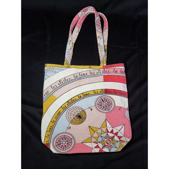 Tory Burch Bag Printed Canvas Tote EUC Summer Pool Picnic Beach All Over Print - Picture 6 of 12